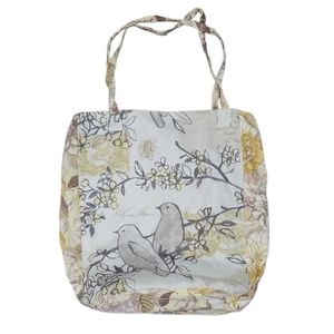 Cream & Yellow Floral Print Bag With Snap Closure
